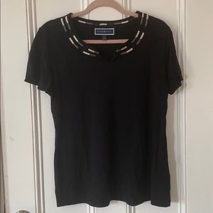 Black blouse, slight v-neck